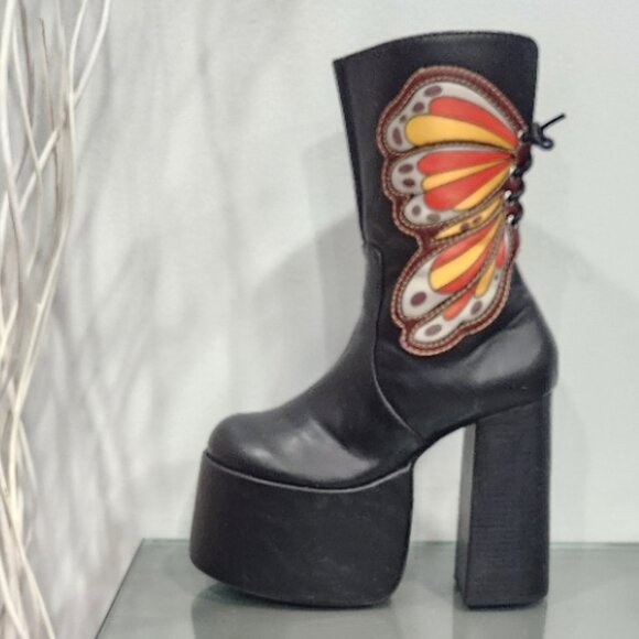 π¦π₯πUBER GORGE!ππ¦π₯70's Inspired Studio 54 Butterfly Chunky Platform Boots - Picture 6 of 13